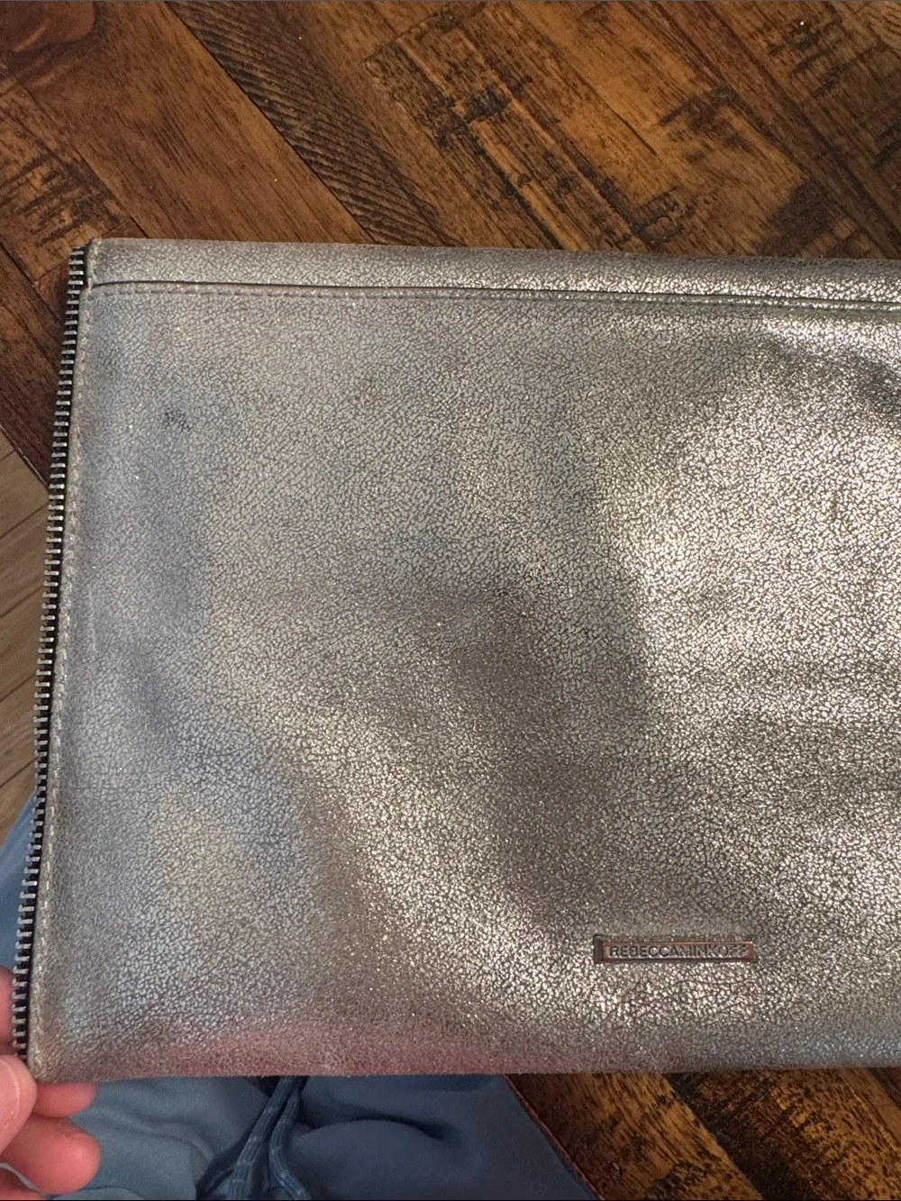 Rebecca Minkoff Metallic Envelope Clutch - Silver Sparkle